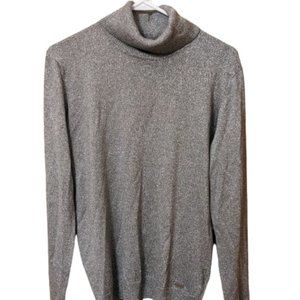 Calvin Klein Sparkly Glitter Silver Women's Turtleneck Sweater Size Large NWT